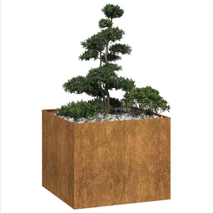 VidaXL Rusty Planter 100x100x80 Cm Stainless Steel, Flower Pot, Plant Stand, Raised Bed, Support of 860828