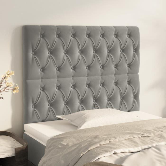 VidaXL Têtes de lit 2 pcs Gris clair 100x7x78-88 cm Velours3116710