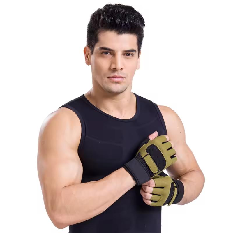 

1 Pair Anti Slip Cycling Gloves Gym Weightlifting Workout Gloves Pull Up Weight Training Exercise Gloves With Wrist Strap XL