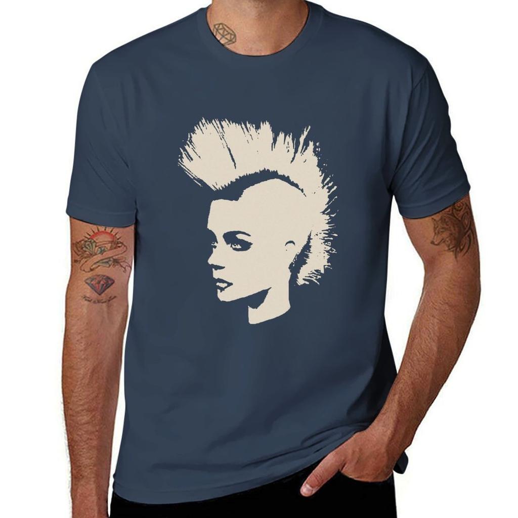 Punk Girl Unichrome Print Tshirt Large Size Short Sleeve Tshirt
