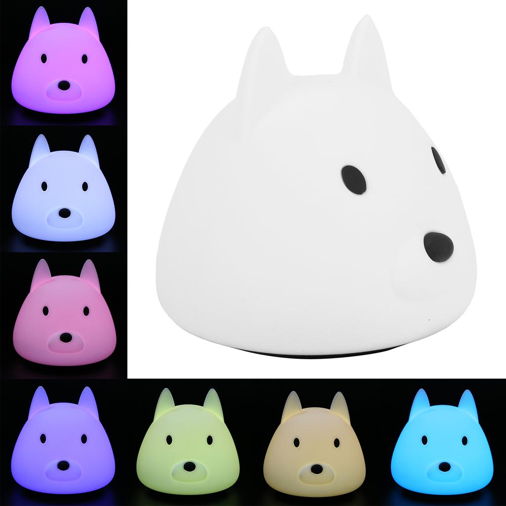 Cute Night Light Dog Animal Silicone Lamp Colorful Gradient Ambient Lighting for Bedroom