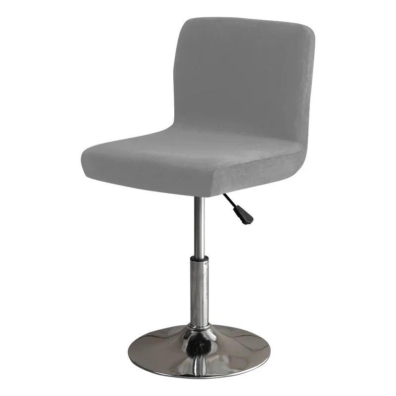 Soft Velvet Bar Stool Chair Cover Solid Stretch Rotating Chair Slipcover Elastic Low Back Office Dining Seat Protector Dark Blue