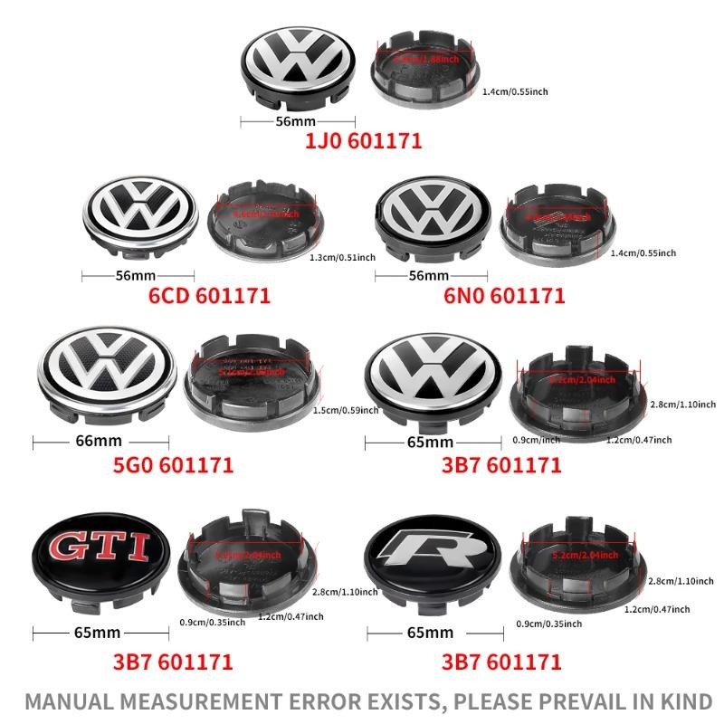 HIJK1 Emblems 56/65/66MM Car Wheel Center Hup Caps Wheel Cover For Volkswagen Passat CC Tiguan L Golf 6 Variant Touran Sagitar GTI VW