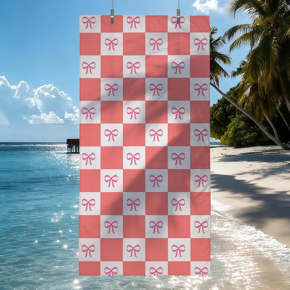 Cute Checkered Pattern Towel Quick Drying Beach Towels Are Suitable For Swimming Pools Camping Yoga And The Gym