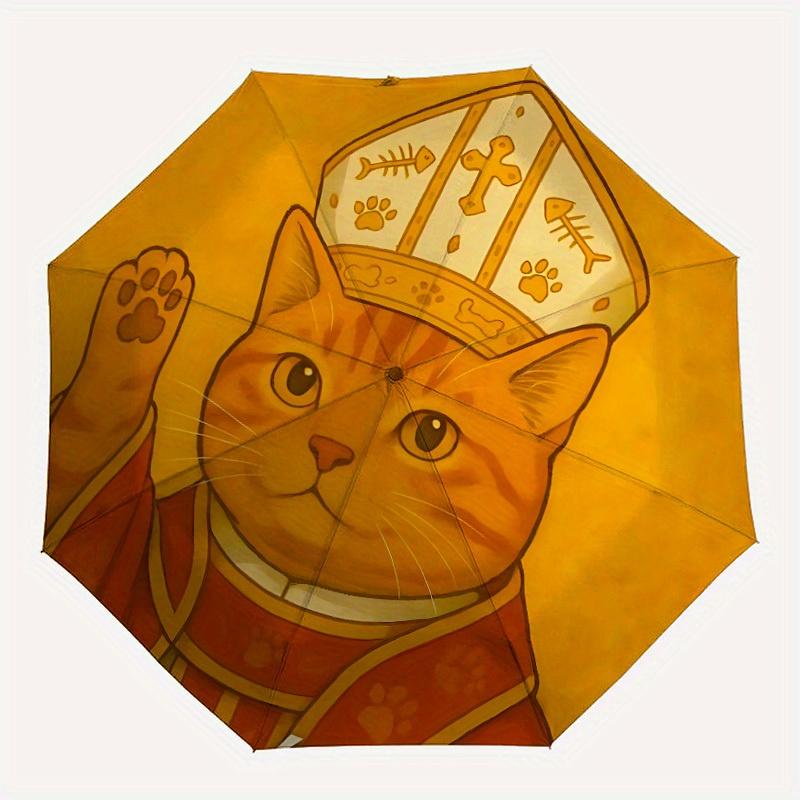 

1pc PawPrint Bishop Cat Automatic Open/close Umbrella, 8-Rib sturdy structure, Portable Travel Umbrella, Parties, Everyday Use, 13194