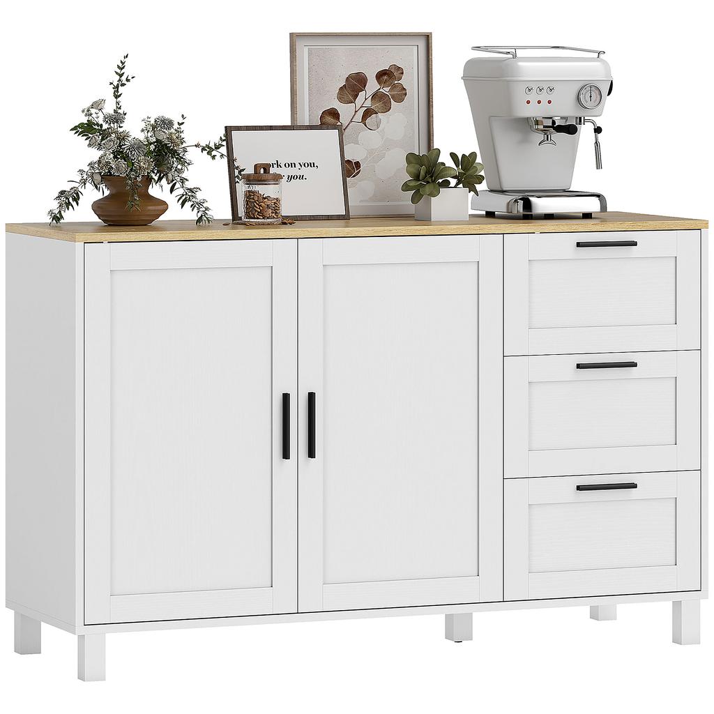 Sideboard soft-close doors, 3 drawers 120 x 38 x 76 cm White