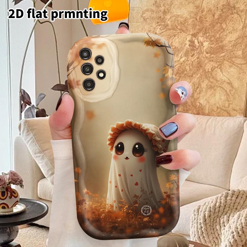 Phone Case: 2D Flat Samsung Galaxy A34 A35 M05 M06 S20 S22 S21 FE Plus 5G Protective Case, Couple Style, Ruffled Hat Ghost, Christmas and Halloween Gi