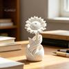 Matte Sunflower Tabletop Figurine 3D Printed Ornament, Nordic Style White Flower Desk Decor, Floral Statue Aesthetic Table Shelf Decoration,