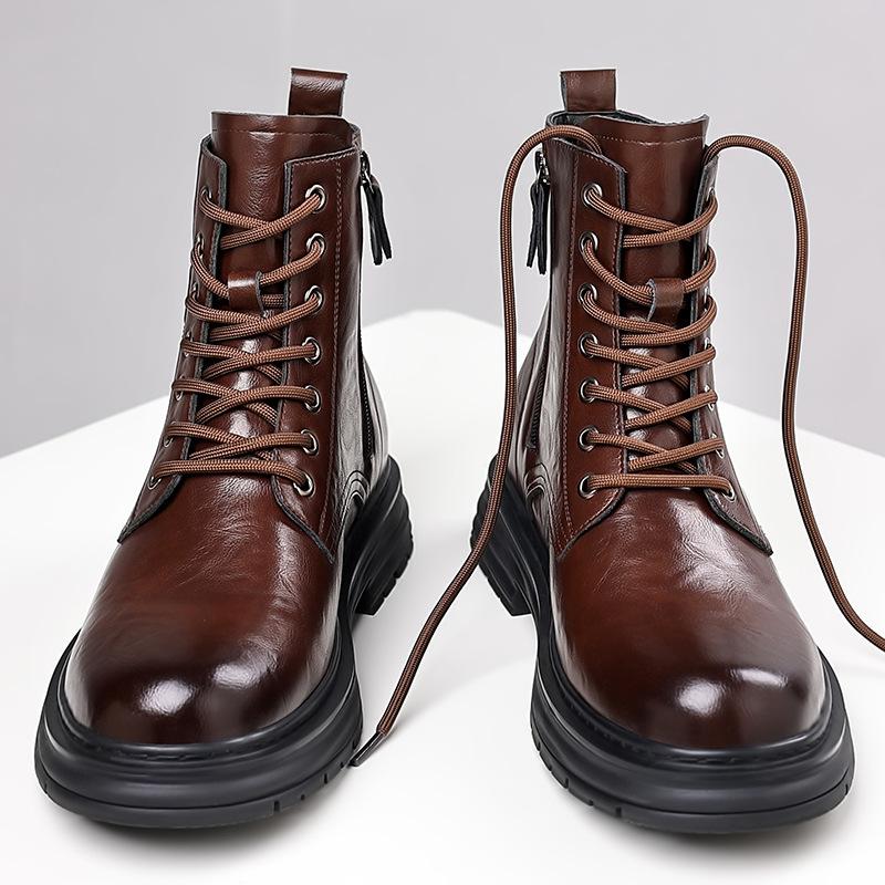 Módní podzimní zimní boty z hovězí kůže pro muže Nové designové módní ležérní pracovní boty Pánská móda Ležérní platformové kotníkové boty Muži