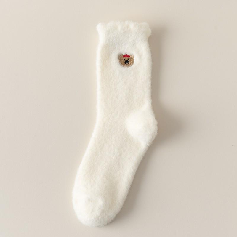 Women's Cable Knit Fleece Mid-Calf Socks - Warm, Thick, and Solid Color for Autumn/Winter
