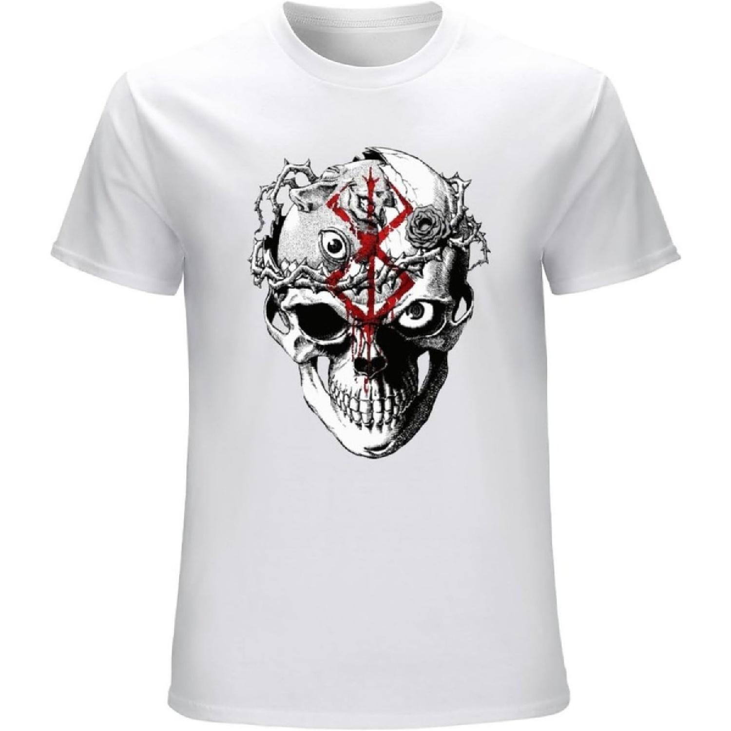 

Men s Berserk Skull Anime Guts Manga Japan Band of The Hawk Basic Tee T-Shirts White XXXXXL білий