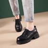 The First Layer of Cowhide Loafers Women's Spring and Autumn New Casual Leather Foam Muffin Sole Lace-up Single Shoes Platform Women's Shoes