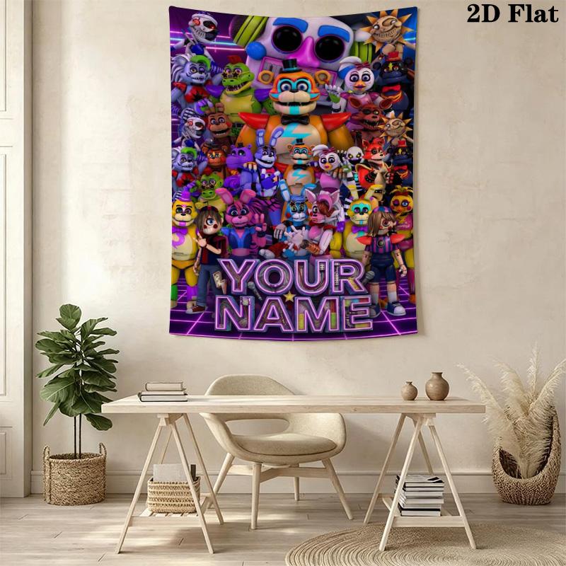 Name Custom Freddy Nights Wall Tapestry Aesthetic Wall Hanging Printed Fabric Blanket Decorative Tapestries for Bedroom Living Room Home Decor