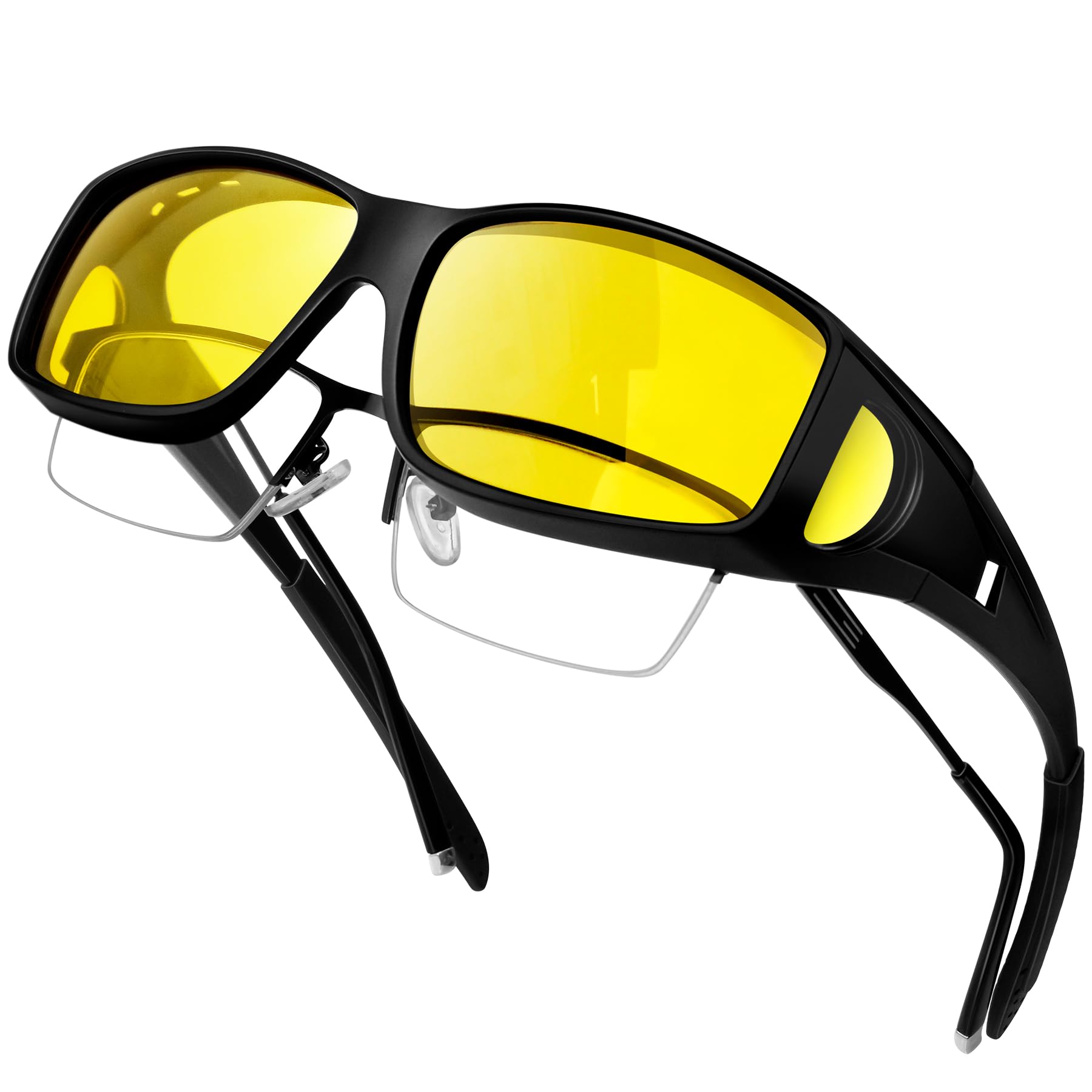

Night Driving Glasses Black [KANASTAL] Over-the-Eye Sunglasses, Sunglasses, Over-the-Eye (Matte + Yellow)