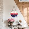 2D Flat Aluminum Independence Day Style Welcome Sign Wall Decoration, Available In Various Sizes, Firework Pattern. Suitable for Living Rooms
