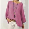 QICED Blusas y Camisas Casuales de Moda para Mujer, Color Sólido, Estampado, Cuello Redondo, Manga Larga