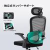 SIHOO Office Desk 3D Independent Lumbar 2D No Mesh Chair Chair, Chair, Flip-Up Armrest, Support, Headrest, Telework, Fatigue, (Black)