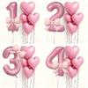 6pcs Romantic Pink Bow Heart Balloon 32Inch Birthday Party Balloons  For Engagements Wedding