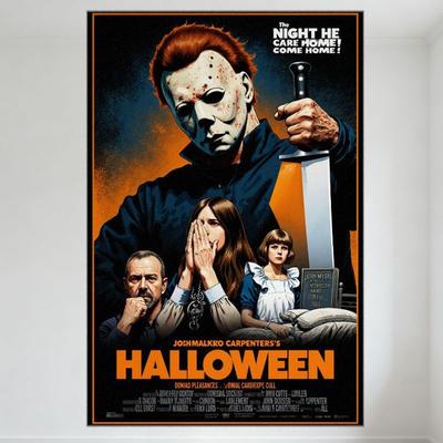 Metalowy Znak Blaszany z Filmu Halloween - Michael Myers Laurie Strode Plakat Horroru Vintage Tablica Ścienna do Dekoracji Domu Baru Klubu