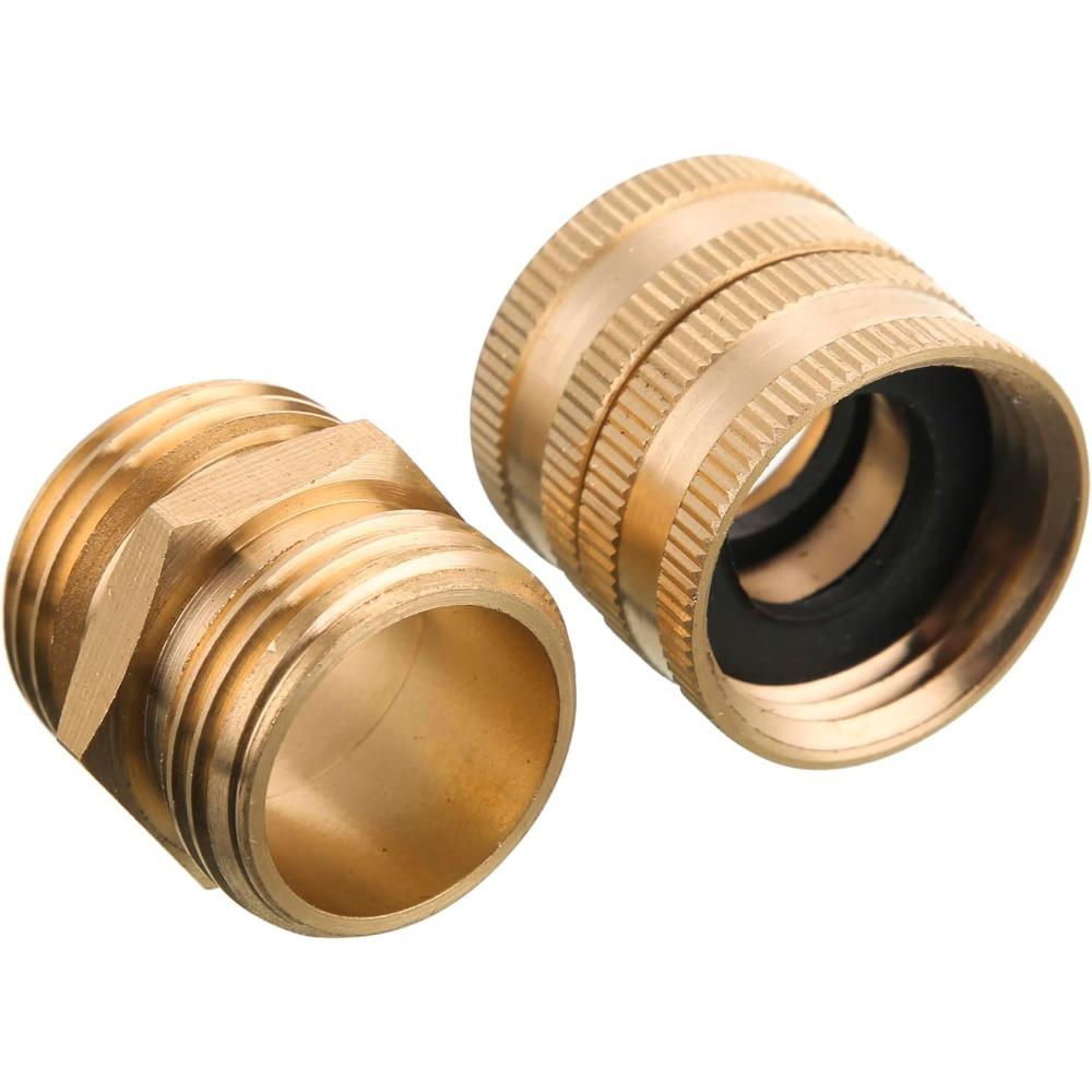 Adaptador de Mangueira de Jardim com 4 Arruelas Extras, 4 Peças, Rosca Macho para Macho, Fêmea para Fêmea, Conector de Latão de 3/4 de Polegada