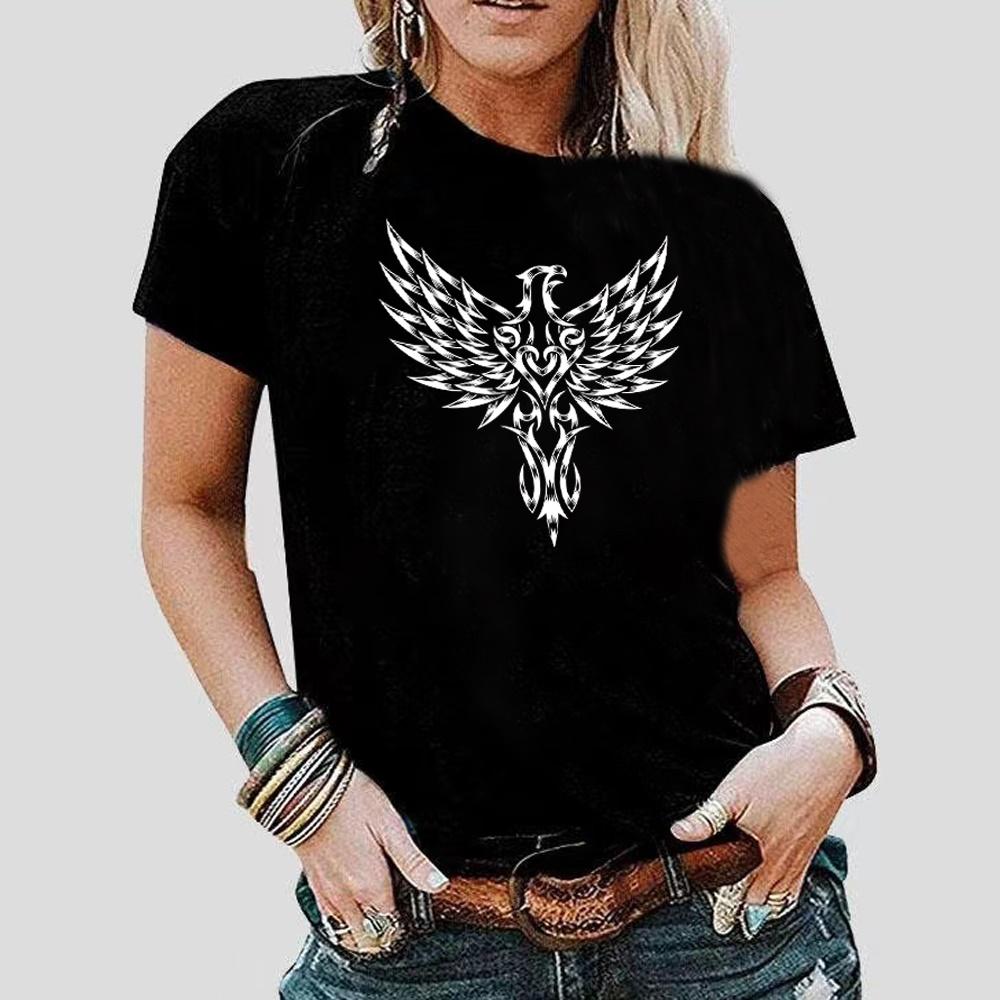 2023 Fashion Trend New T-shirt Skull Printed Female O-neck T Shirt Casual Harajuku Crew Neck  Ladies Tshirt Hip Hop Streetwear