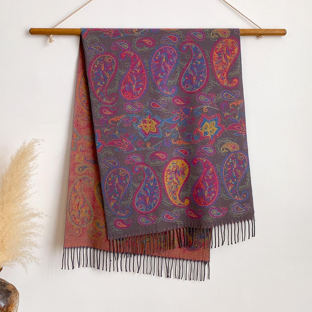 Luxus Winter Kaschmir Pashmina Schal Damen Wickeltuch Warme Winter Schals Design Druck Damen Foulard Baumwoll Schals Schal One Size brown