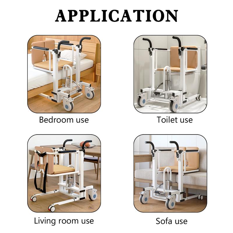Patient Chair Hydraulic Transferred Lift Wheelchair w/180°Split Seat And Table