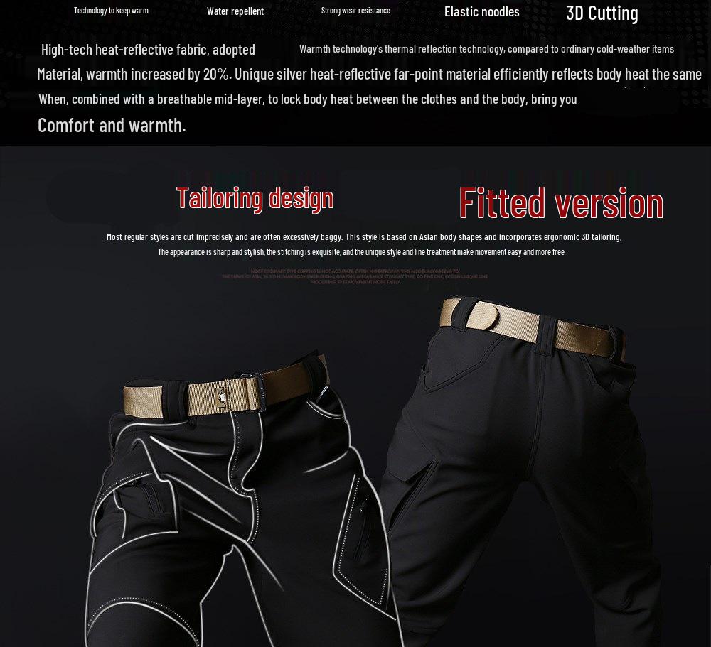Angken Men's Winter Softshell Fleece-Lined Windproof Tactical Climbing Pants