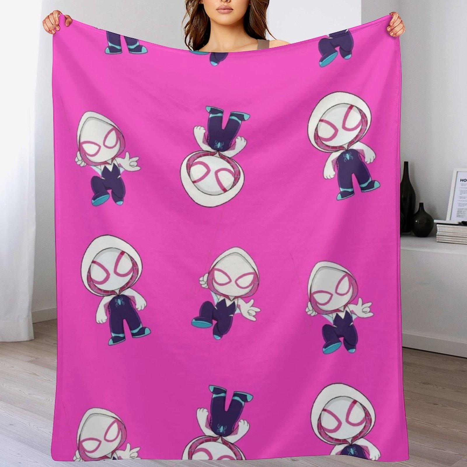 

Set of little spider ghost Gwen baby spidey girl grl pwr cartoon ghost spider Throw Blanket bed plaid Hairys Blankets 102x76cm(40x30in)