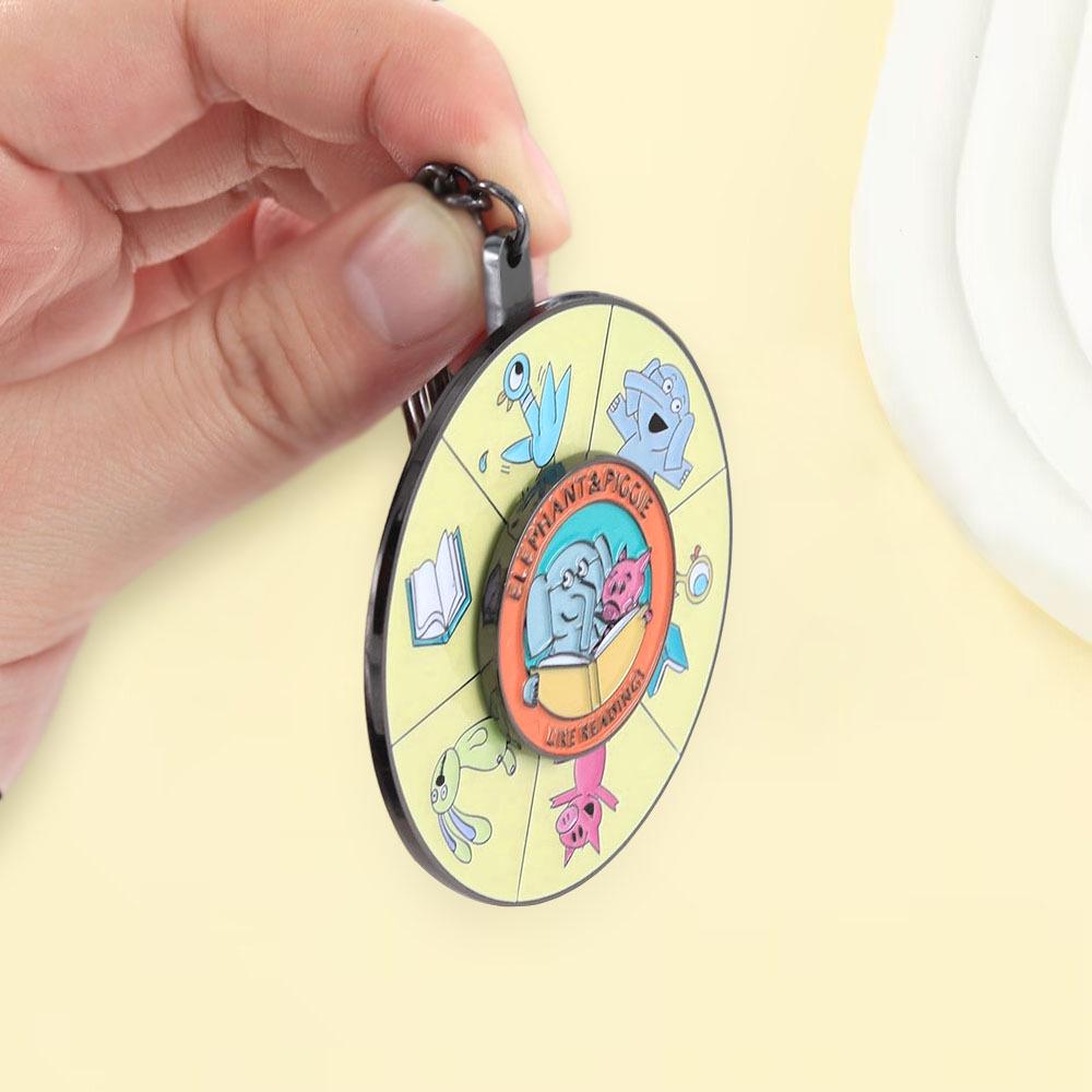 Rotating Animal Keychain for Book Lovers - Fun Librarian Pendant Gift