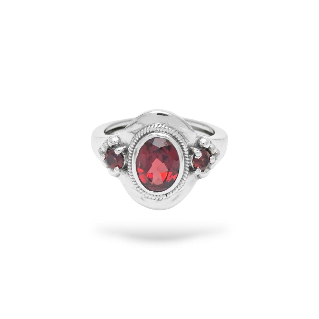 Statement Garnet Ring, 925 Sterling Silver, Christmas Gift