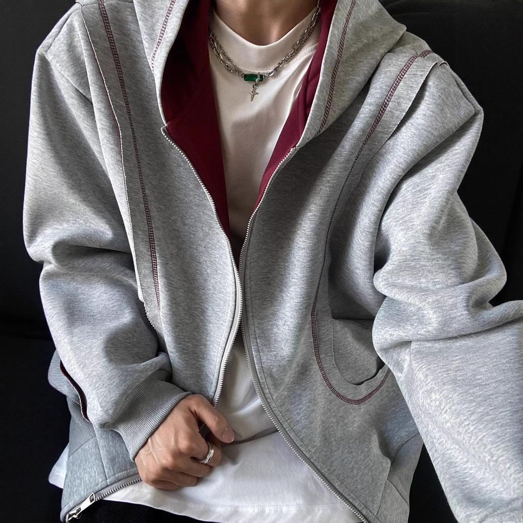 Autumn 2025 Color Block Unisex Korean Style Cardigan Hoodie - Trendy, Age-Reducing Casual Jacket