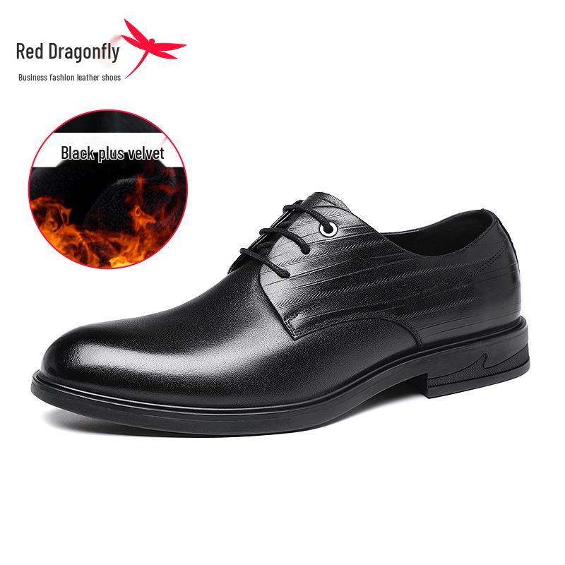 Red Dragonfly Men s Leather Business Shoes - Genuine Cowhide Soft Sole, Ideal for Spring/Autumn Office or Wedding. 43