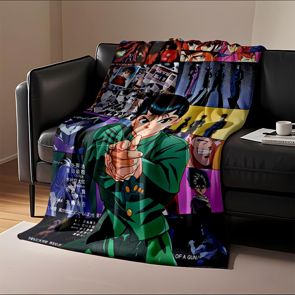 "Anime Collage with Green Uniform Hero Design" Flannel Blanket for Bedroom, Living Room, Sofa, and Nap Sofas.