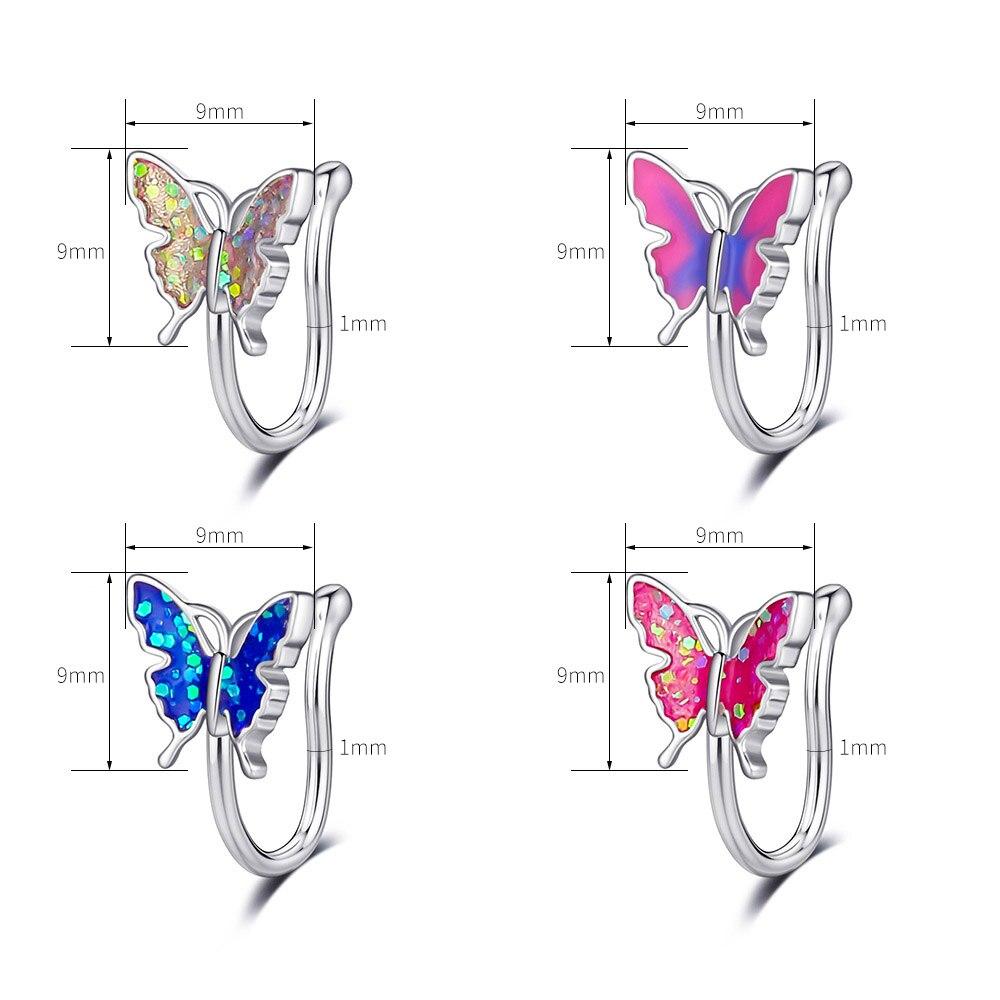 1pc U-shaped Butterfly Fake Nose Ring Hoop Septum Rings Stainless Steel Nose Piercing Nariz Ombligo Clip On Nose Non-Pierced