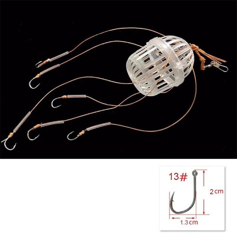 1PC Fishing Hooks Explosion Baits Cage Sea Box Hook Monsters With Six Strong Carbon Steel Plastics Carp Spherical Tackle Tools