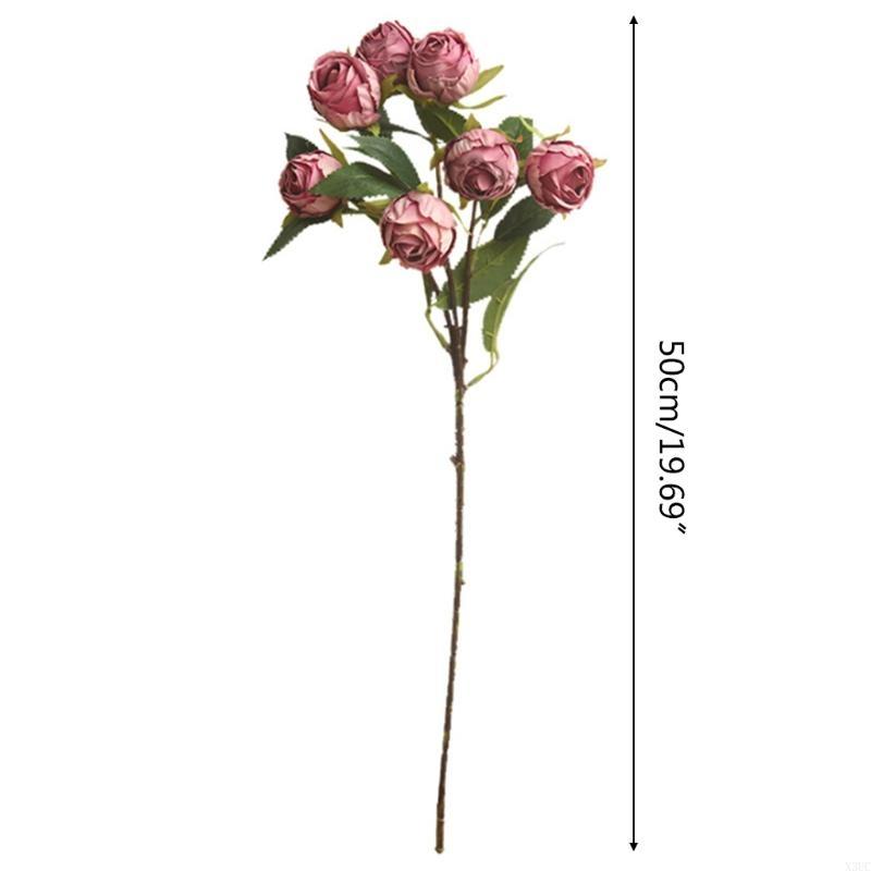 Artificial Rose Flower Multiple Heads Flowers Simulation Silk Floral Bouquet for Arrangement Home Livng Room Wedding Party X3UC