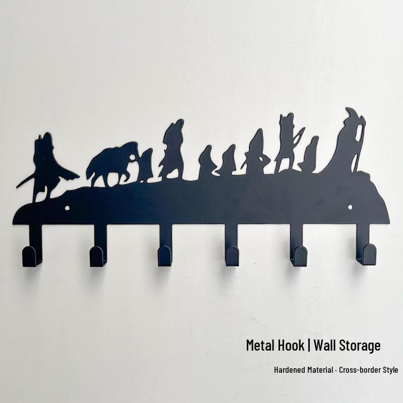 Wall-Mounted Iron Key Holder and Storage Rack