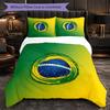 Ensemble de literie 3 pièces motif football Brésil Housse de couette douce en microfibre avec taies d'oreiller pour chambre à coucher