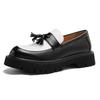 Men Business Casual Leather Shoes Thick Sole Tassel Loafers Platform Height Increase Fashion Comfortable Wedding Party Shoes