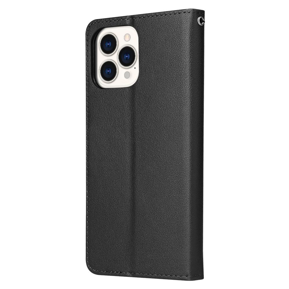 For iPhone 13 Pro Max 6.7 inch Case PU Leather Wallet Flip Phone Cover with Wrist Strap