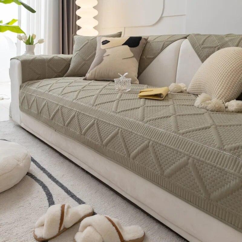 Cotton Sofa Covers Embroidered Sofa Cover Towel Universal Living Room Sofa Cushion Non-Slip Sofa Back Cushion Armrests Cover