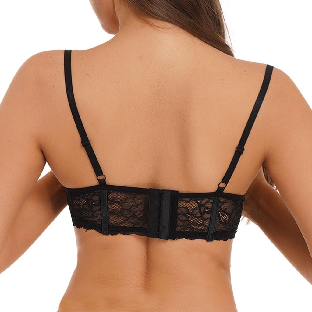 Womens Floral Lace Underwire Bra Patent Leather 1/3 Cup Design Adjustable Straps Honeymoon Lingerie Gift