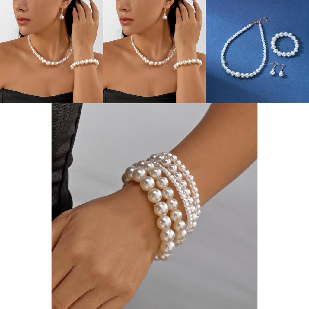 Artistic Pearl Jewelry Set With Faux Pearl Pendant And Multilayer Chain For Unisex Fashion
