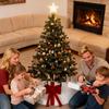 Plush Christmas Tree Collar With Bow Knot Reusable Christmas Tree Stand Skirt Christmas Tree Bow Blanket For Indoor Outdoor