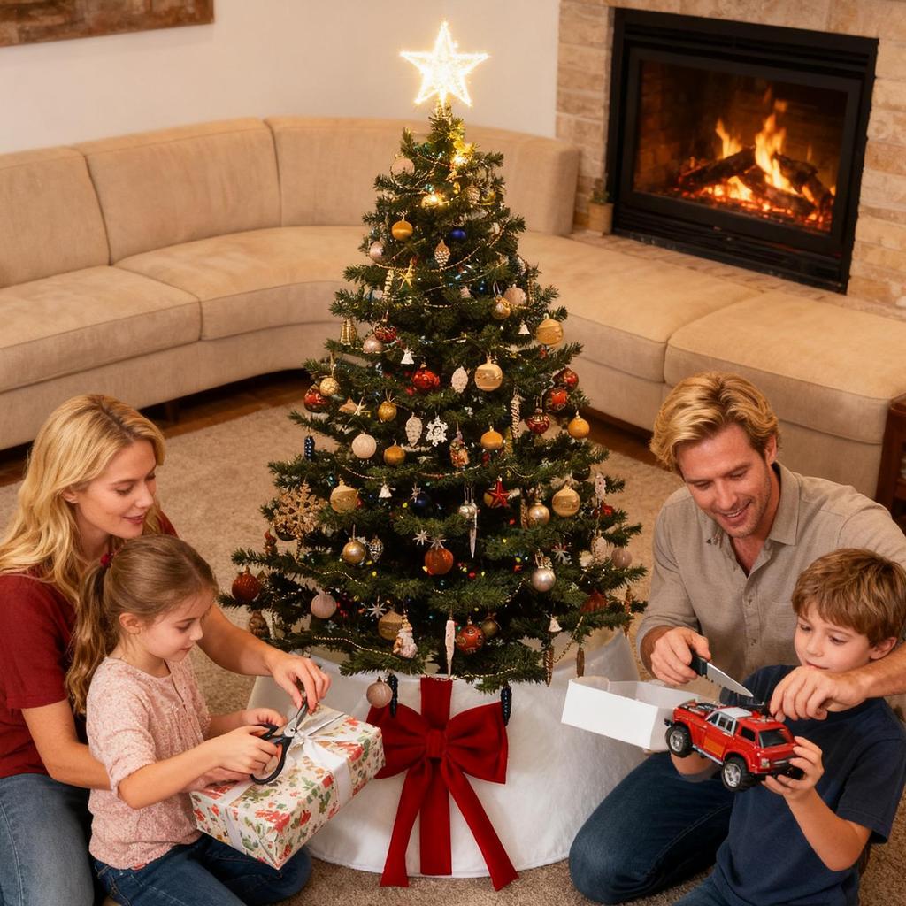 Plush Christmas Tree Collar With Bow Knot Reusable Christmas Tree Stand Skirt Christmas Tree Bow Blanket For Indoor Outdoor