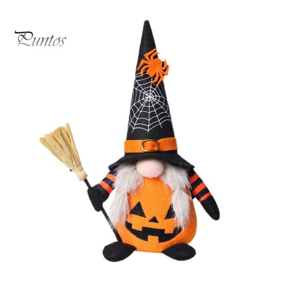 Halloween Feest Tafelblad Accenten Pluche Kabouter Decoratie, Spookachtige Oranje Zwarte Spinnenweb Vleermuis Zweedse Decoraties Tomte Elf Beeldje, Scandinavische Pop