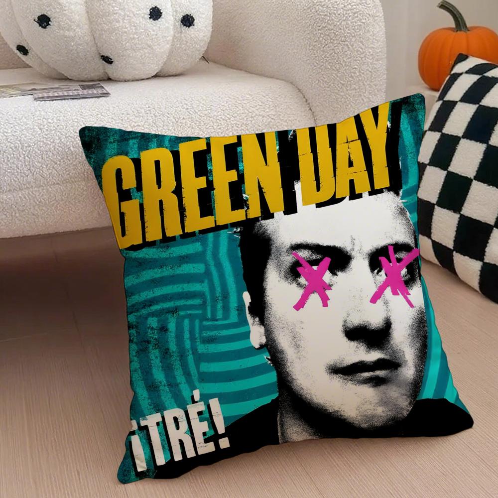 G-Green D-Day Band Album Pillow Case Anti-dustmite Pillowcase Invisible zipper silky short plush Sofa cushion cover