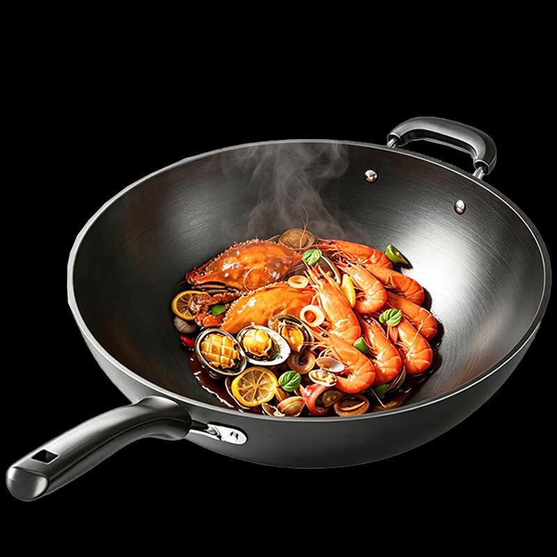 SUPOR 32cm Cast Iron Stir-Fry Wok
