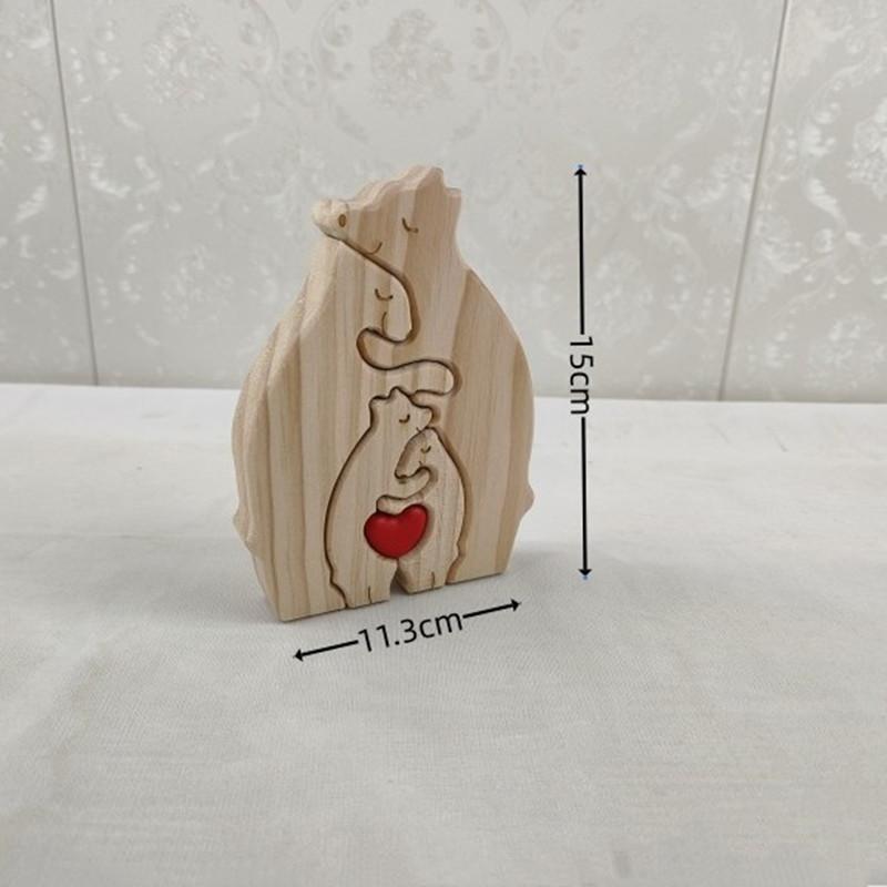 1Set Wooden Bear Family Puzzle Art Personalized Name Custom Home Decor Thanksgiving Christmas Heartwarming Gift for Baby Mom